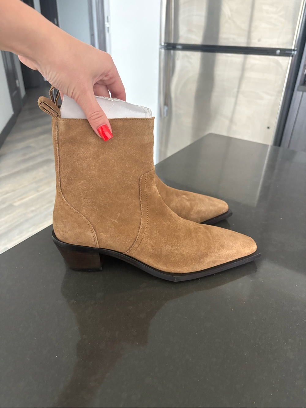 NWT MANGO TAN SUEDE ANKLE BOOTS US9